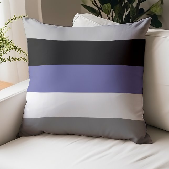 Color Block Periwinkle Blue Gray Black White Throw Pillow (Creator Uploaded)