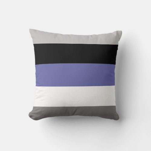 Color Block Periwinkle Blue Gray Black White Throw Pillow