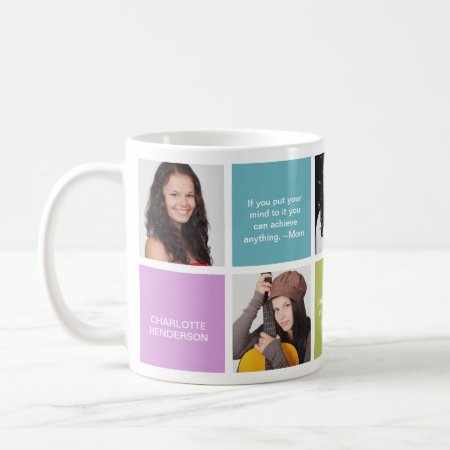 Color Block Personal Quote Grad Custom Multi Photo Coffee Mug
