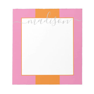 Color Block Personalized Script Name Notepad