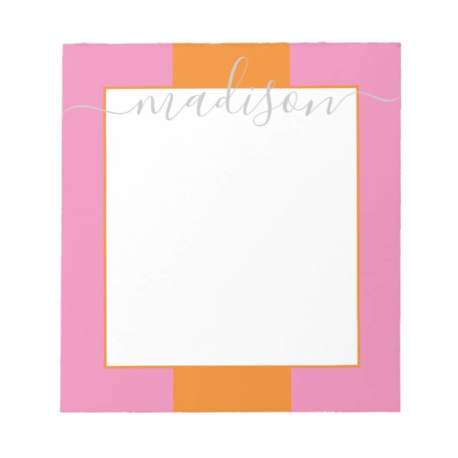 Color Block Personalized Script Name Notepad (Front)