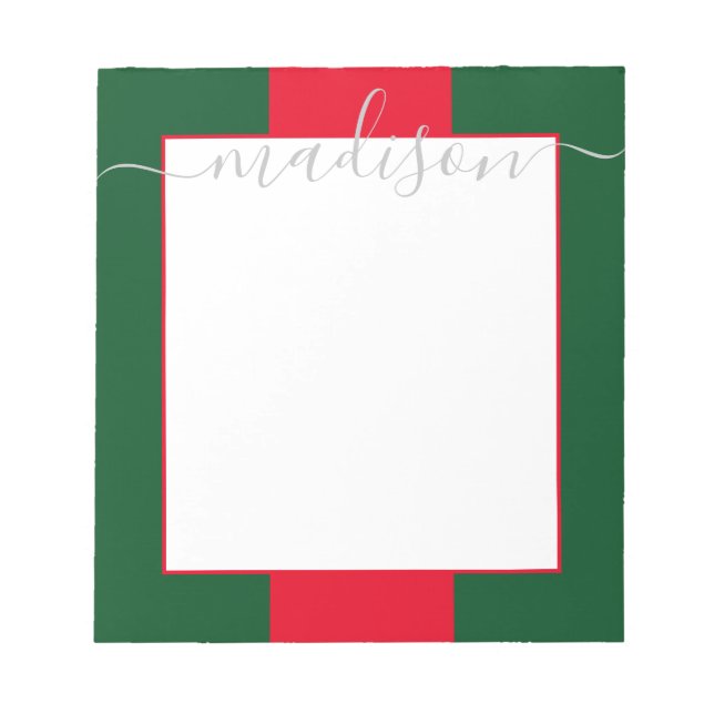 Color Block Personalized Script Name Notepad (Front)