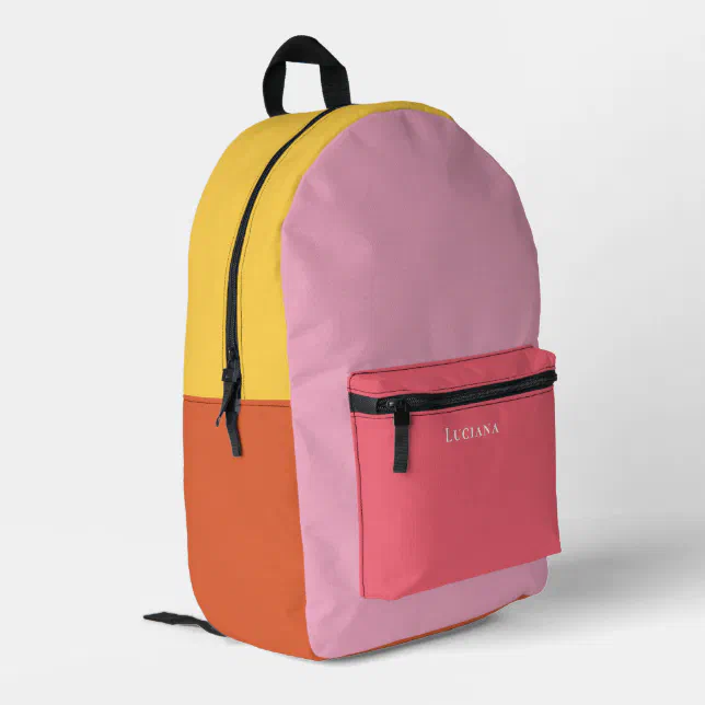 Color Corp Backpack Color Block Personalized with Name Printed Backpack | Zazzle