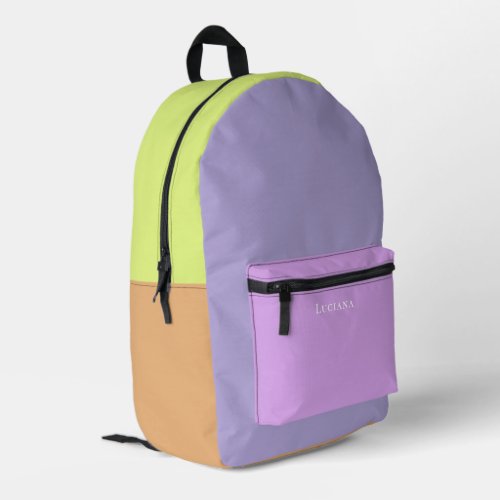 Color Block Personalized with Name Printed Backpack