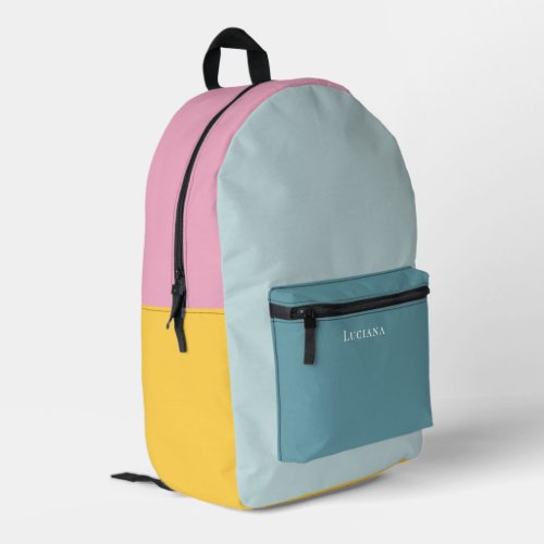 Color Block Personalized with Name Printed Backpack