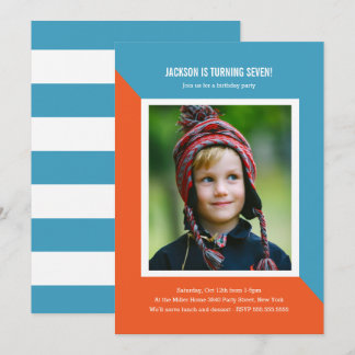 Color Block Photo Kids Birthday Invitation