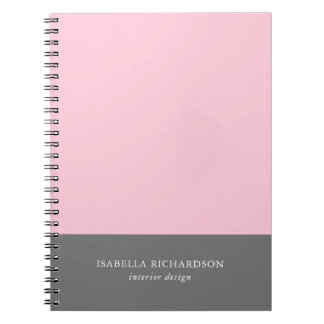 Color Block Pink And Gray Elegant Notebook