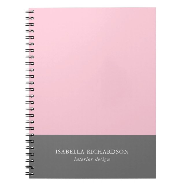 Color Block Pink And Gray Elegant Notebook (Front)