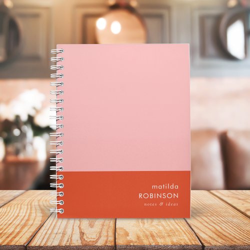 Color Block Pink and Red Modern Feminine Notebook