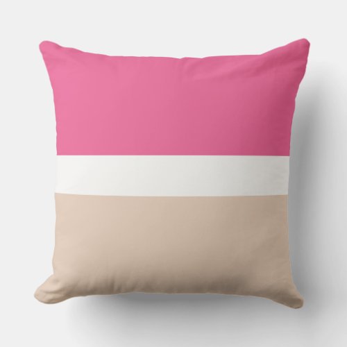 Color Block Pink Beige Throw Pillow