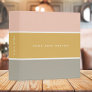 Color Block Pink Gold Gray Stripe Monogram 3 Ring Binder