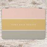 Color Block Pink Gold Gray Stripe Monogram iPad Air Cover<br><div class="desc">A stylish color block iPad case with 3 horizontal stripes in blush pink,  mustard gold and gray in a modern minimalist design style. The text can easily be customized with your name  for the perfectly personalized gift or accessory!</div>