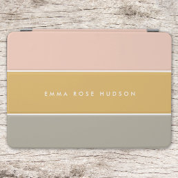 Color Block Pink Gold Gray Stripe Monogram iPad Air Cover