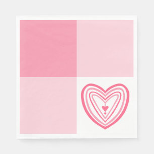 Color Block Pink Valentine Heart Napkins