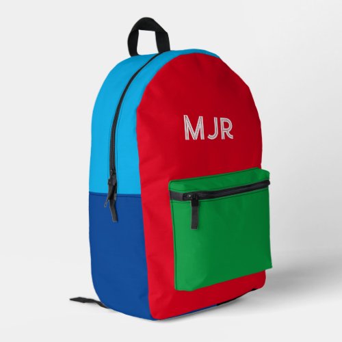 Color block Primary Color Monogram Name Printed Backpack
