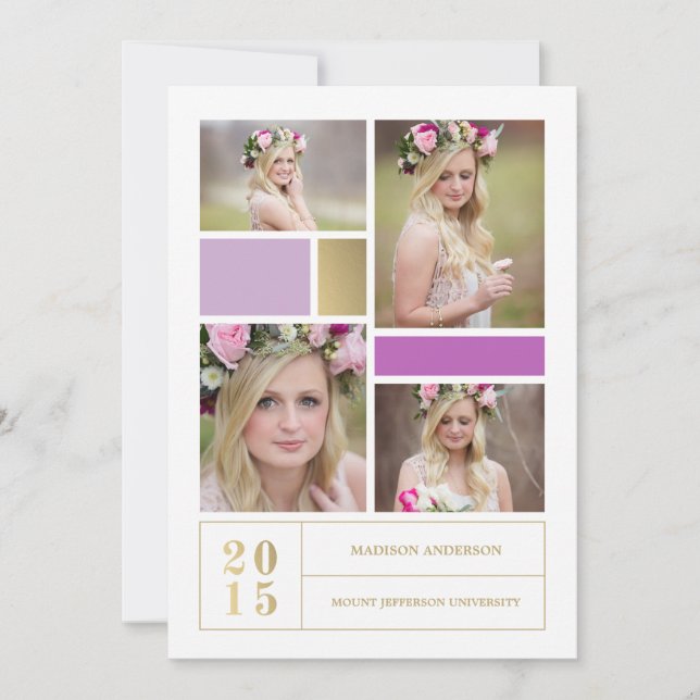 Color Block Purple  | Graduation Invitation (Front)