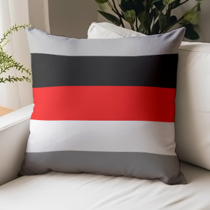 Color Block Red, Gray, Black, and White Throw Pillow