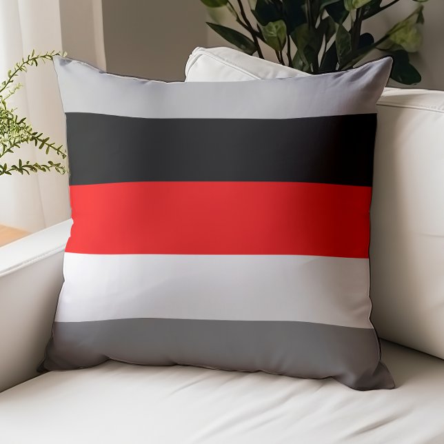 Color Block Red, Gray, Black, and White Throw Pillow (Creator Uploaded)