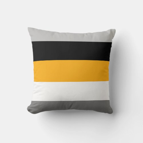 Color Block Saffron Yellow Gray Black and White Throw Pillow