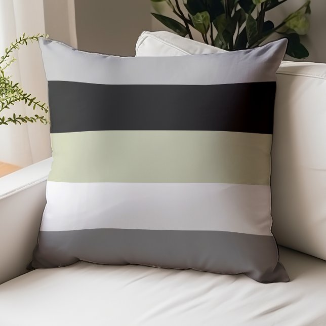 Color Block Sage Green, Gray, Black, and White Throw Pillow (Creator Uploaded)