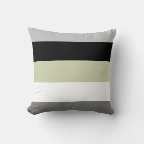 Color Block Sage Green Gray Black and White Throw Pillow