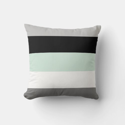 Color Block Seafoam Green Gray Black and White Throw Pillow