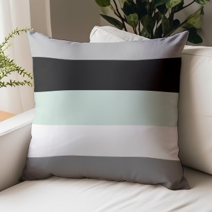 Color Block Seafoam Green, Gray, Black, and White Throw Pillow