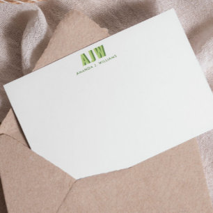 COLOR BLOCK SHADOW LETTER CUSTOM MONOGRAM NOTE CARD