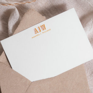 COLOR BLOCK SHADOW LETTER CUSTOM MONOGRAM NOTE CARD