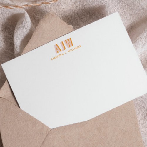 COLOR BLOCK SHADOW LETTER CUSTOM MONOGRAM NOTE CARD