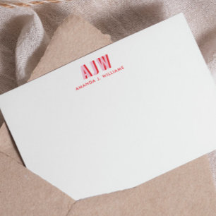 COLOR BLOCK SHADOW LETTER CUSTOM MONOGRAM NOTE CARD