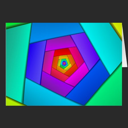 Color Block Spiral Fractal Card