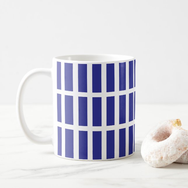 Color Block Stripe Blue Coffee Mug (With Donut)