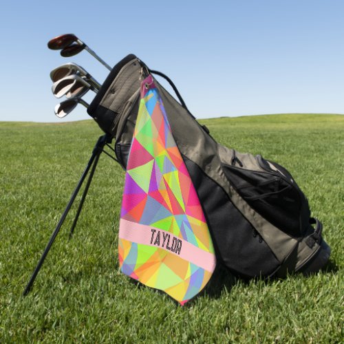 Color block Stripe Monogram Name Rainbow Golf Towel