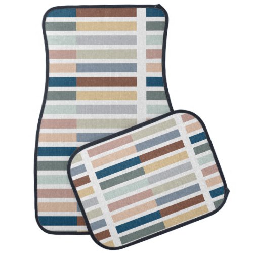 Color Block Stripe Neutral Earthy Car Floor Mat