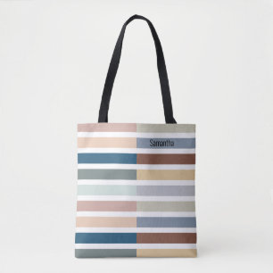 Color Block Stripe Personalized Tote Bag