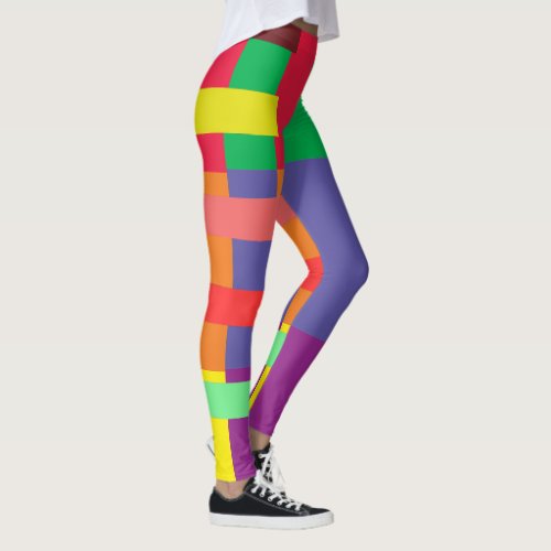 Color block Stripe  Rainbow Leggings