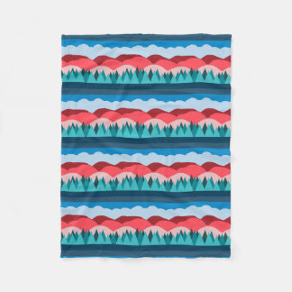 Color Block Striped Landscape Design Cool Tones Fleece Blanket