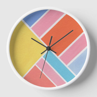 Color Block Summer Shapes Throw Pillow Clock