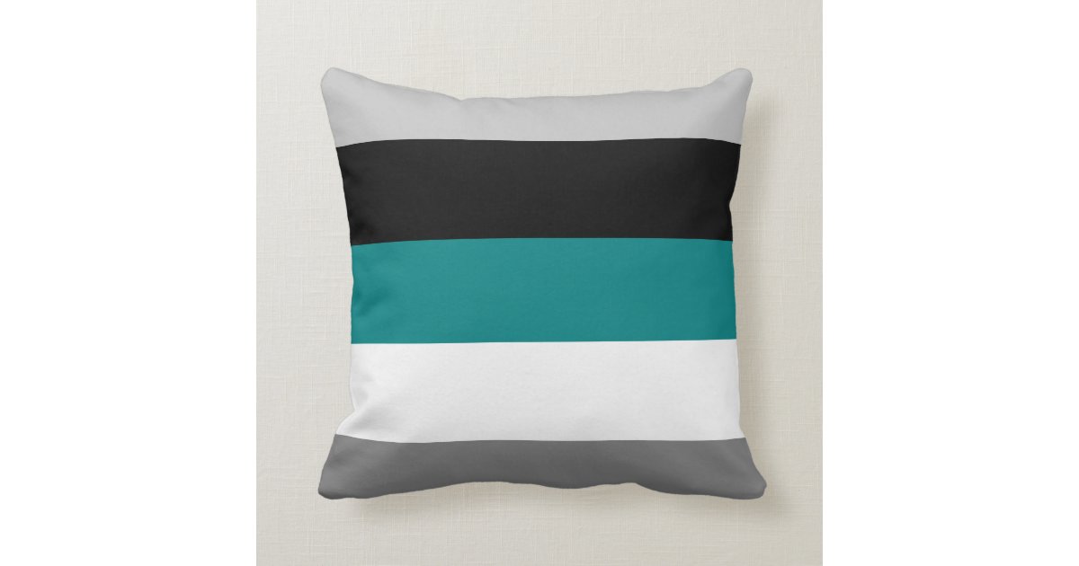Color Block Teal, Gray, Black, and White Throw Pillow