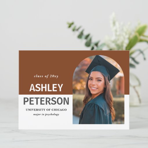 Color Block Terracotta Arch Photo Graduation Invitation | Zazzle