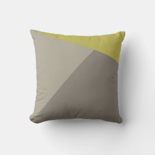 Color Block Triangles Lime Green Beige Taupe  Throw Pillow