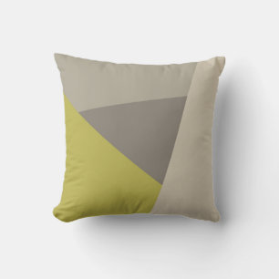Color Block Triangles Lime Green Beige Taupe  Throw Pillow