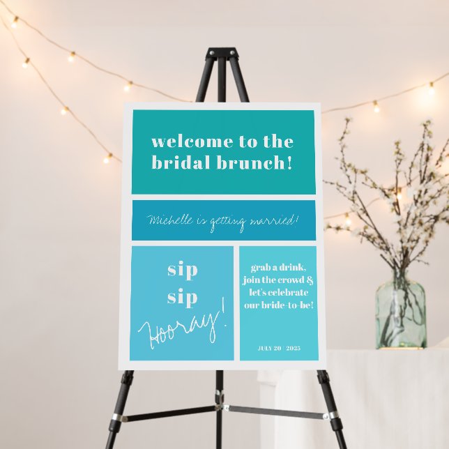 Color Block Turquoise Mint Bridal Shower Welcome Foam Board (In Situ (Stand))