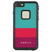 Color Block Turquoise Pink Purple Personalize Name LifeProof FRĒ iPhone 6/6s Plus Case