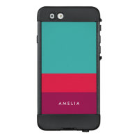 Color Block Turquoise Pink Purple Personalize Name LifeProof NÜÜD iPhone 6 Case