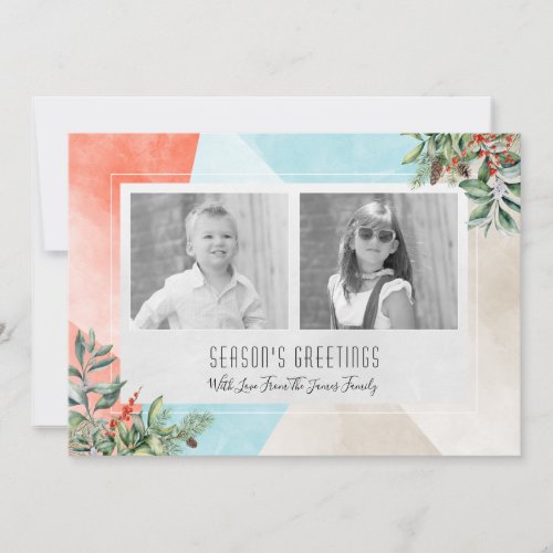 Color Block Two Photo Christmas Card