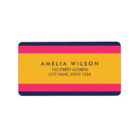 Color Block Vibrant Blue Pink Yellow Address Label