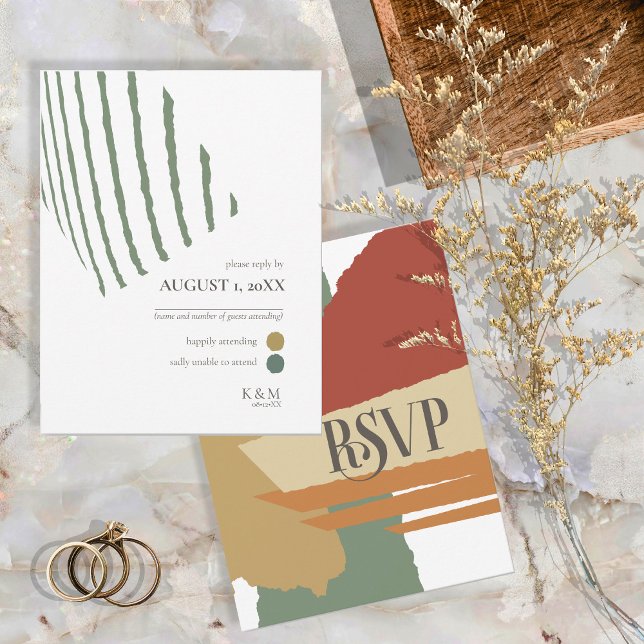 Color Block Wedding Autumn ID740 RSVP Card (Creator Uploaded)