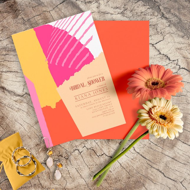 Color Block Wedding Bridal Shower Summer ID740 Invitation (Front/Back In Situ)